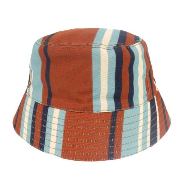 Prada Triangle Logo Stripe Size XL Cotton Multicolor Bucket Hat 1378 main image 4
